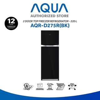 AQUA JAPAN AQR-D275R (BK) Kulkas 2 Pintu Inverter Glass Door 223 Liter [Jabodetabek Only]