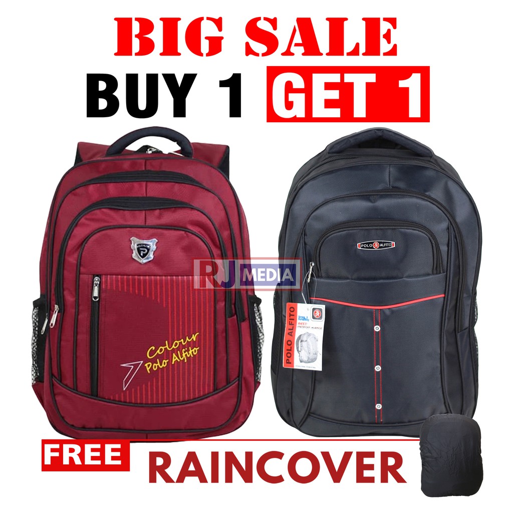 BUY 1 GET 1 FREE Tas Gendong Polo Alfito Ransel Punggung Laki-Laki SMP SMA BagPack Cowo Kuliah Kerja