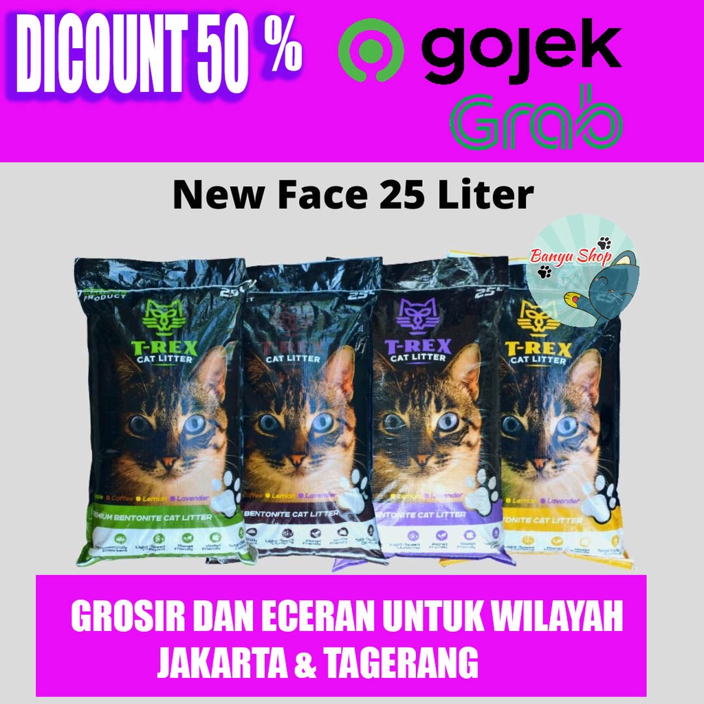 NEW-25 LITER PASIR GUMPAL WANGI T REX-PASIR KUCING GUMPAL WAGI-PENGHILANG BAU-