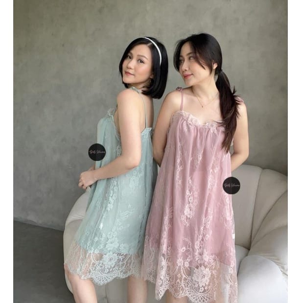 Alma Sexy Lingerie Dress  Lingerie Sexy Bahan Burkat Import Baju Tidur Premium Girlsheaven fit to jumbo Bisa COD