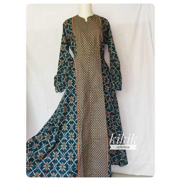 Long Dress Wanita Gamis Katun Motif Batik Pakain Muslim Murah Adem Tunik Busui Friendly Tradisional 