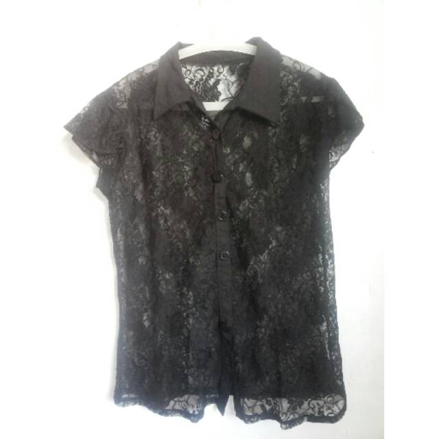 Preloved baju atasan / blouse brukat Lengan Ruffle