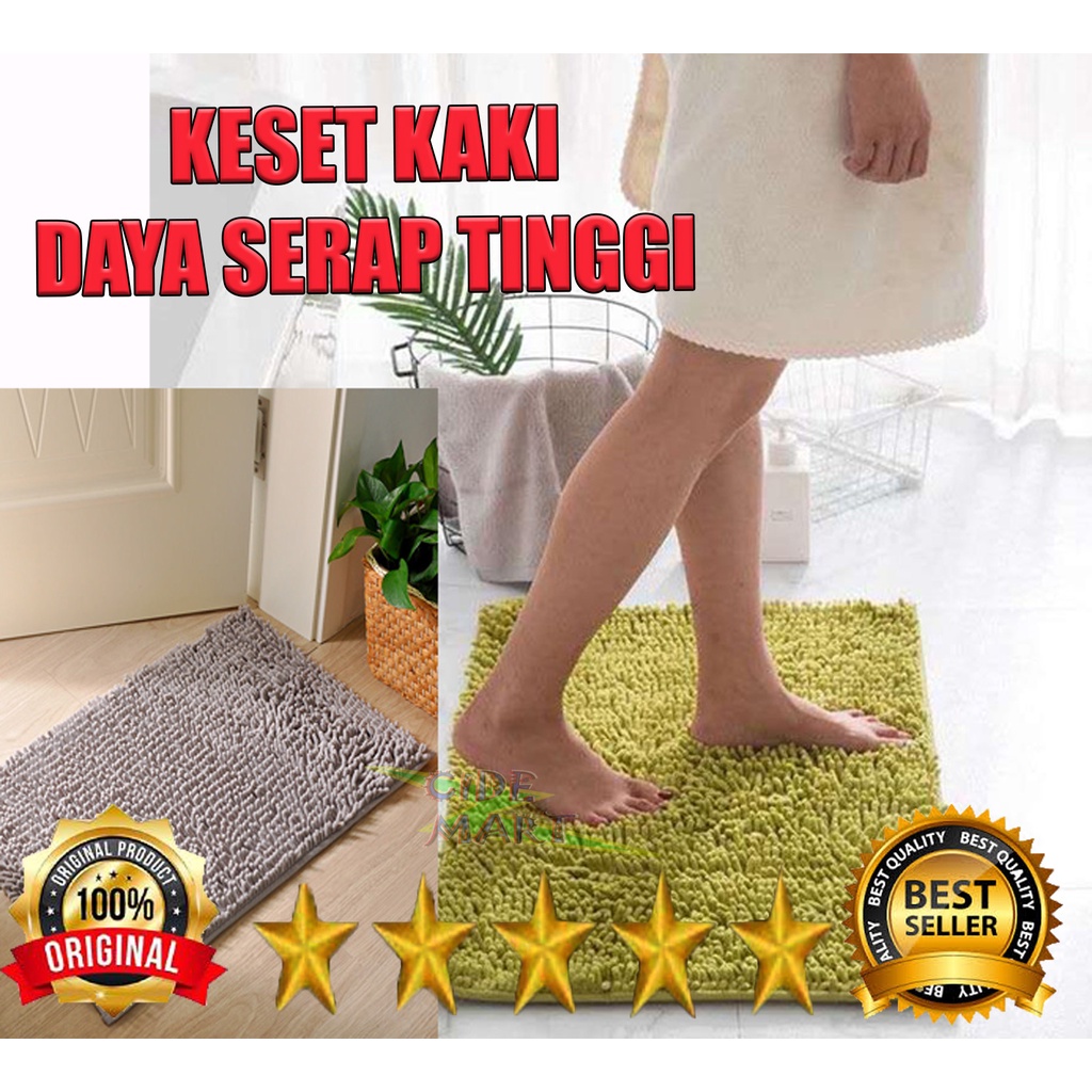 Keset Kaki Cendol 40X60CM Doff Microfiber PREMIUM QUALITY Kain Anti Slip Alas Kaki Lantai Bulu Kamar