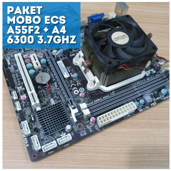Paket Mobo AMD FM2 Ecs Plus procesor A4 6300