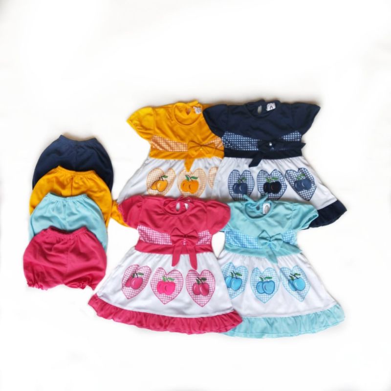 Setelan Dress Baby Love / Dress Bayi Katun Adem