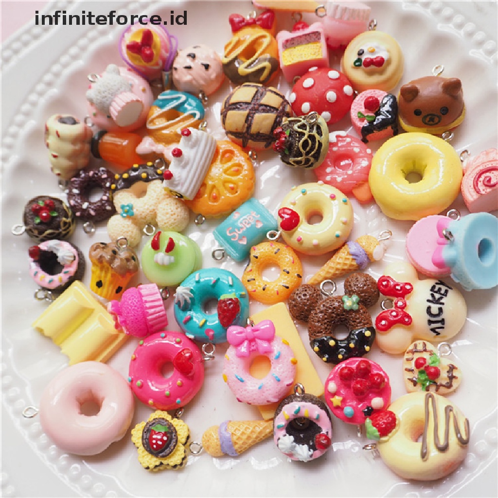 Infiniteforce.id 30Pcs / Set Liontin Kalung Bentuk Kue / Es Krim Mini DIY Charms