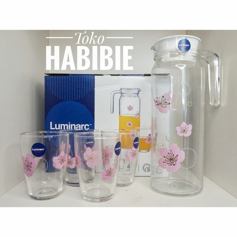 LUMINARC Gelas Octime dan Jug 5 Pc Drink Set Gelas Teko Kaca Water Jug