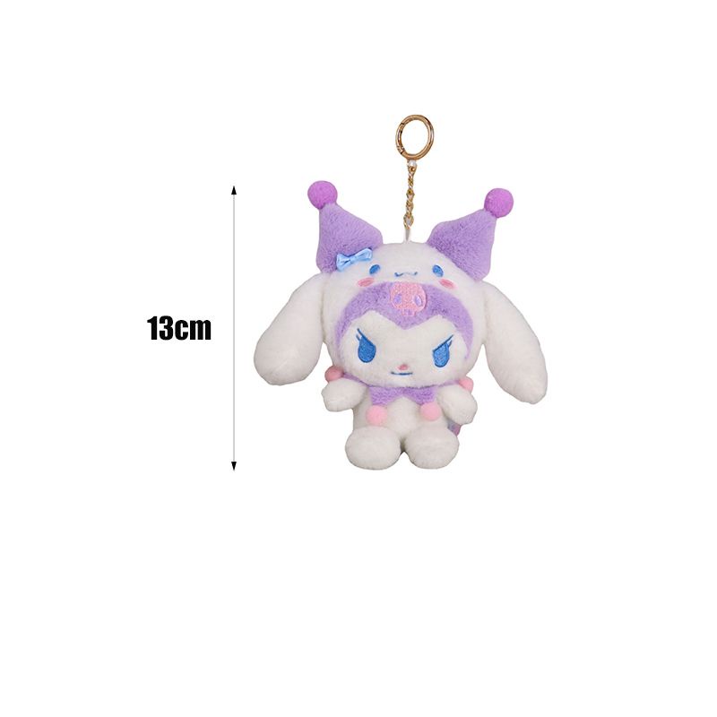 13cm Cute Sanrio Pendant Cinnamoroll Dress Up Plush Kuromi Melody Soft Keychain Gift