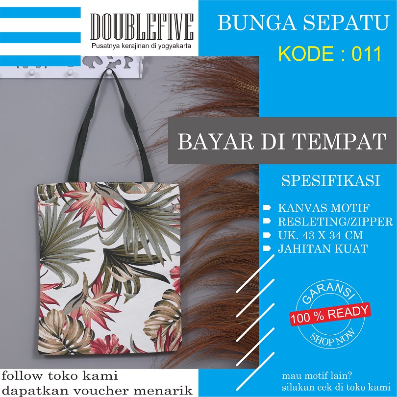 TOTE BAG WANITA TOTE BAG PRIA CANVAS MOTIF GOOD QUALITY WITH RESLETING KODE - 011