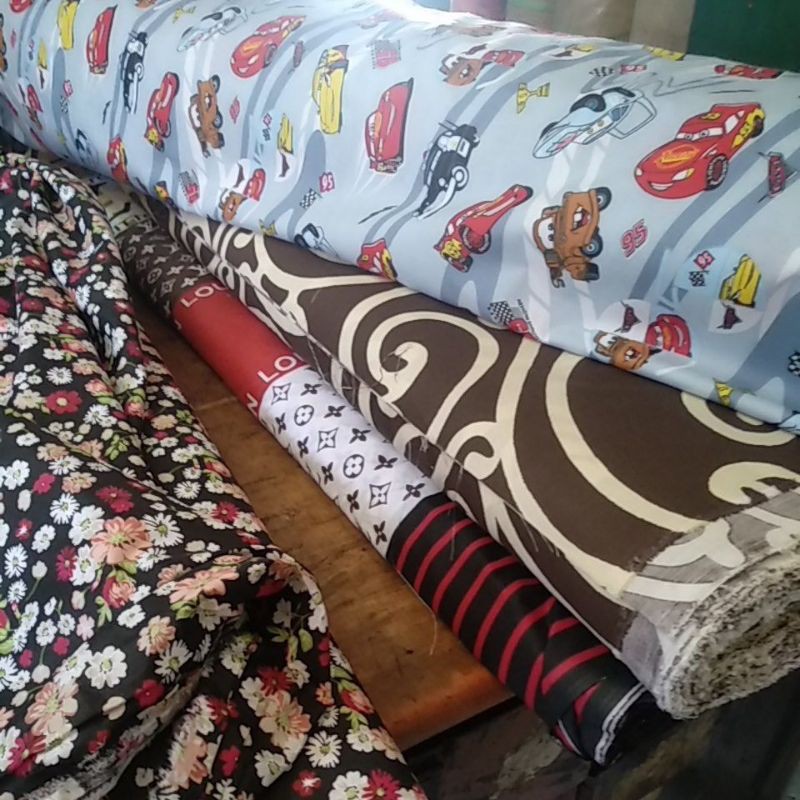 BAHAN KAIN SPREI KATUN NIKITA CORAK LV BURBERRY BATIK POLOS METERAN