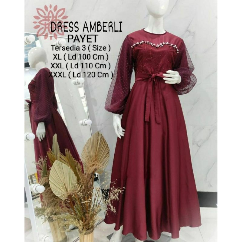 COD☑️PRODUK TERBARU/PAKAIAN GAMIS TERBARU/MAXI AMBERLI DRESS 3 SIZE XL-XXL-XXXL/MATT MOSCREPE MIX TILLE DAN BROKAT/PAKAIN MUSLIM TERBARU/PAKAIAN GAMIS TERBARU/GOOD QUALITY