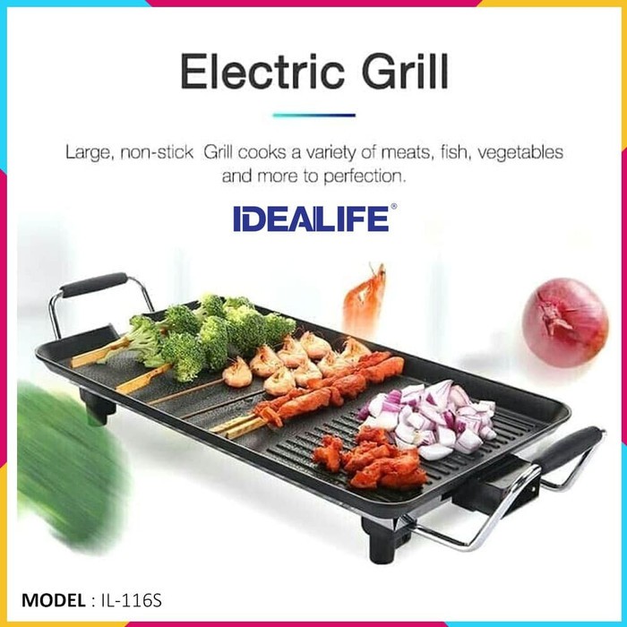 Panggangan Listrik IDEALIFE - Electric Grill Pan Square [IL-116S]