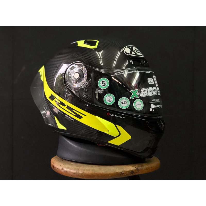Helm Motor Full Face Full Carbon Xlite Premium X803 RS Black Yellow Italy
