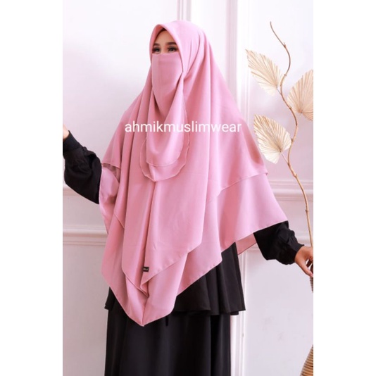 KHIMAR INSTAN 2 LAYER SYARI KERUDUNG JUMBO SEGI 3 DUA LAPIS FRENCH KHIMAR INSTAN HIJAB JUMBO SET CAD