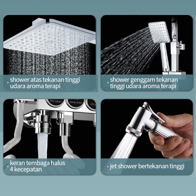 BLUE SKY  Shower Kamar Mandi 4 Dalam 1 Set Shower Dengan Faucet Sprayer Faucet Panas Dan Dingin Set Kamar Mandi Besi Tahan Karat