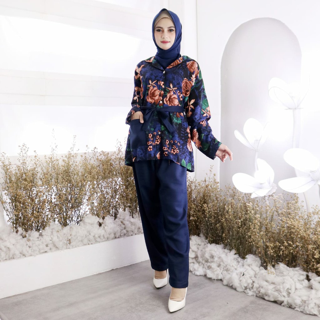 Baju setelan wanita Alina Muslimah cantik baju dan celana real pic