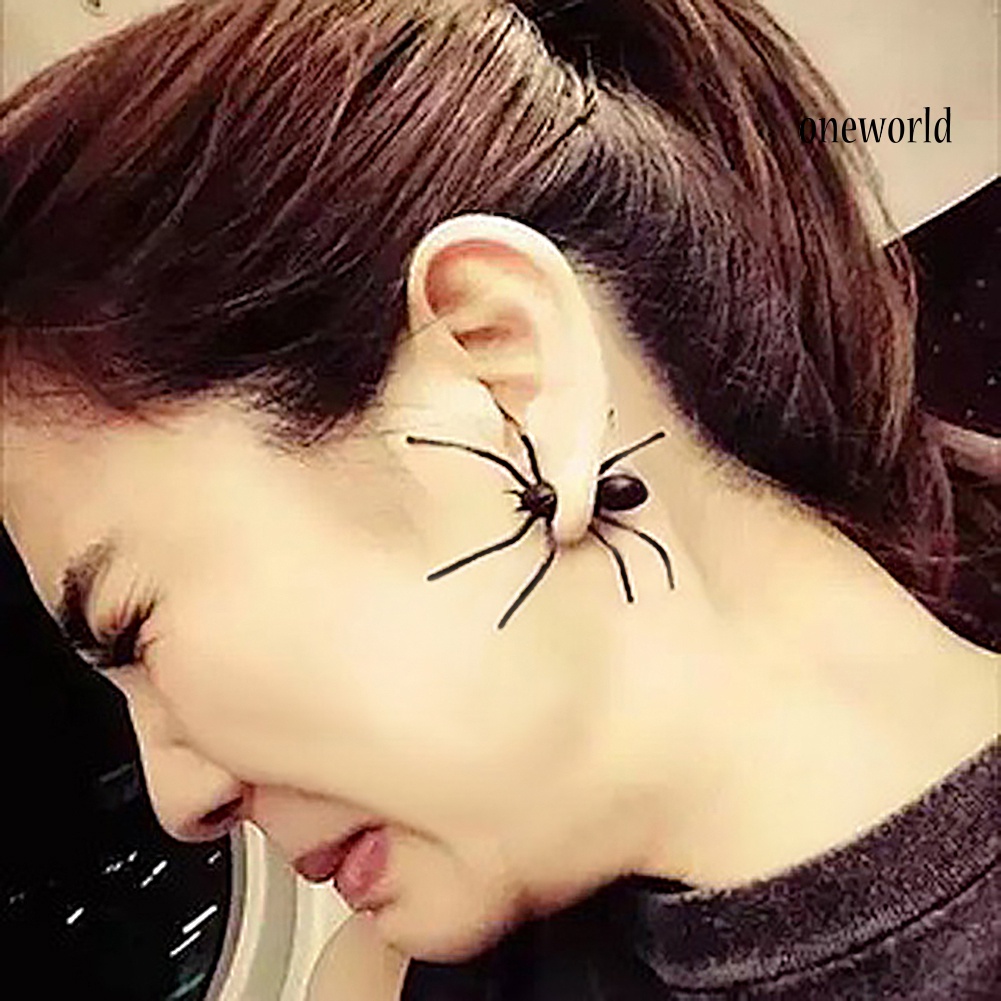 OW@ 1Pc Funny Spider Earring Stud Halloween Party Gothic Punk Fancy Dress Jewellery