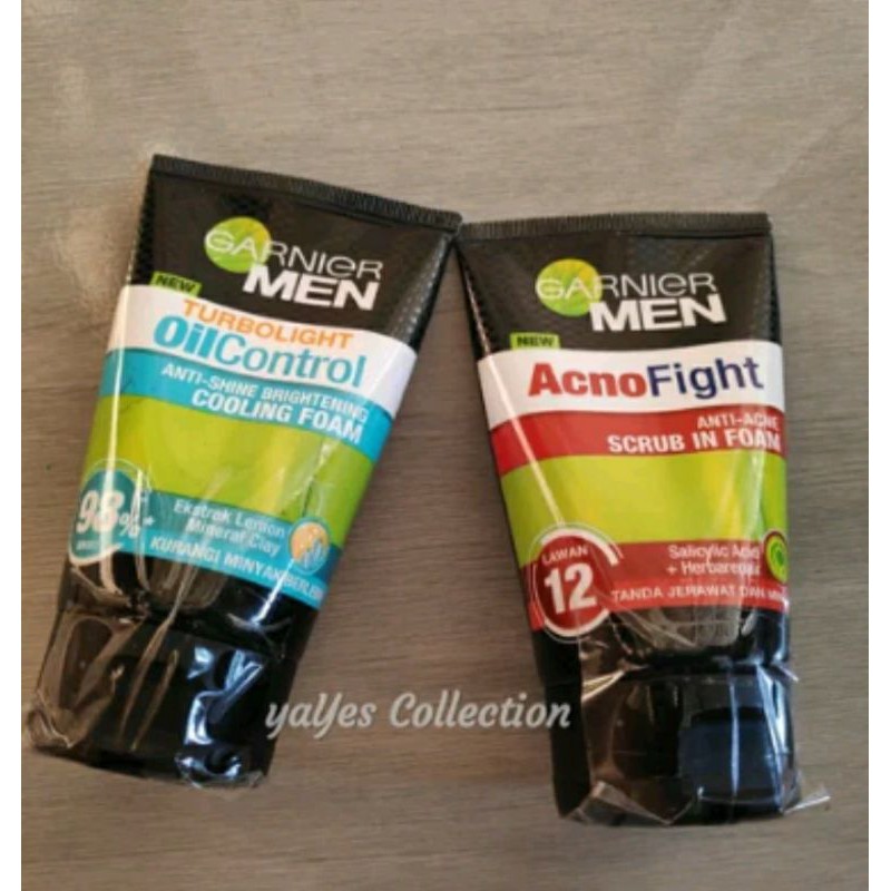 Garnier Men 100 ml turbolight oil control acnofight Washabi anti acne foam sabun cuci muka Pria laki