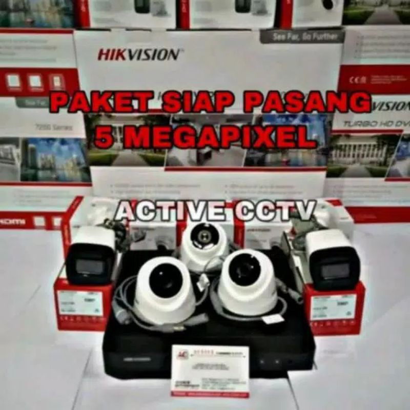 PAKET CCTV 5MP HIKVISION HDD 2TB TANPA KABEL COLOUR VU