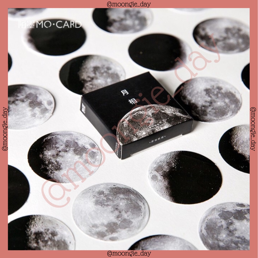 

45 PCS/BOX STIKER KERTAS BULAT TEMA BULAN MOON GERHANA FULLMOON BULLET JURNAL DIY DIARY POLAROID DECO MURAH LUCU