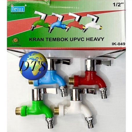 Kran Tembok PVC IGM WARNA 1/2 3/4 Taman KepalaCrom HeavyDuty DratKuningan - Kran Plastik 1/2 3/4 Warna warni Ujung Drat Selang - Kran Tembok Plastik - Kran 1/2 3/4 Tembok uPVC Heavy Duty IGM IK-049