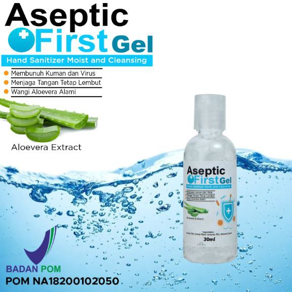 ASEPTIC FIRST HANDSANITIZER GEL 100ML LEMBUT DIKULIT SIAP PAKAI - ECER GROSIR