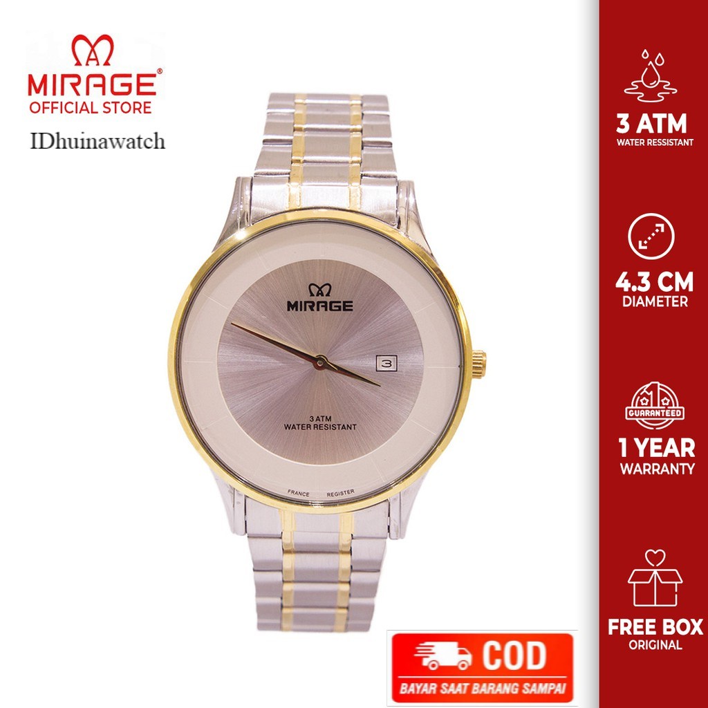 New Arrival Jam Tangan Pria Tipis Elegant Mirage 8670M SilverGold