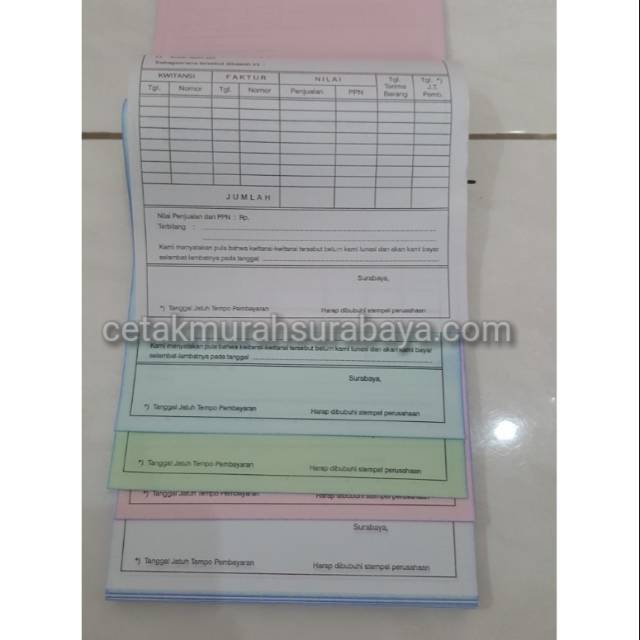 Promo Cetak Nota Bon Tanda Terima Surat Jalan 4 Rangkap Carbonless Tanpa Karbon Indonesia