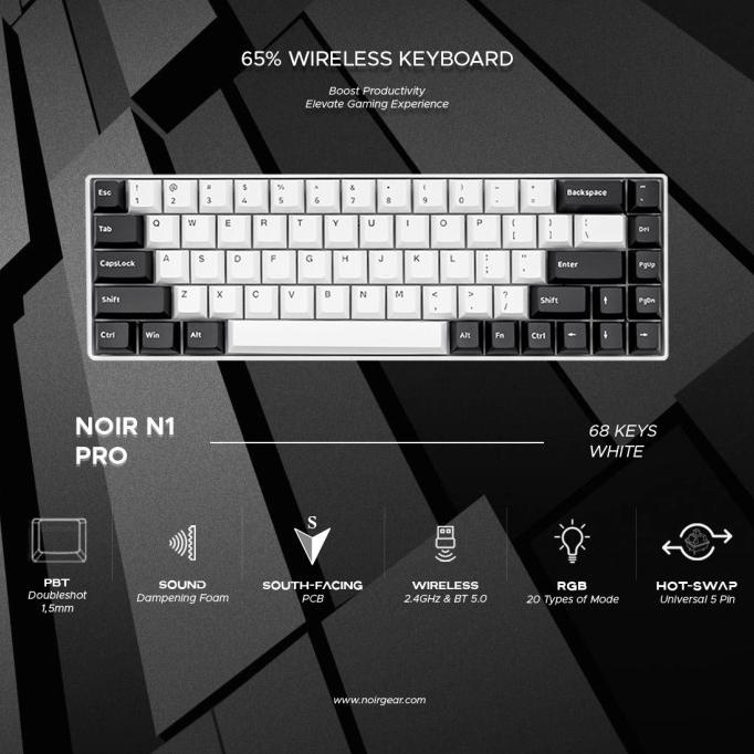 NOIR N1 Pro White - 65% Wireless Mechanical Keyboard