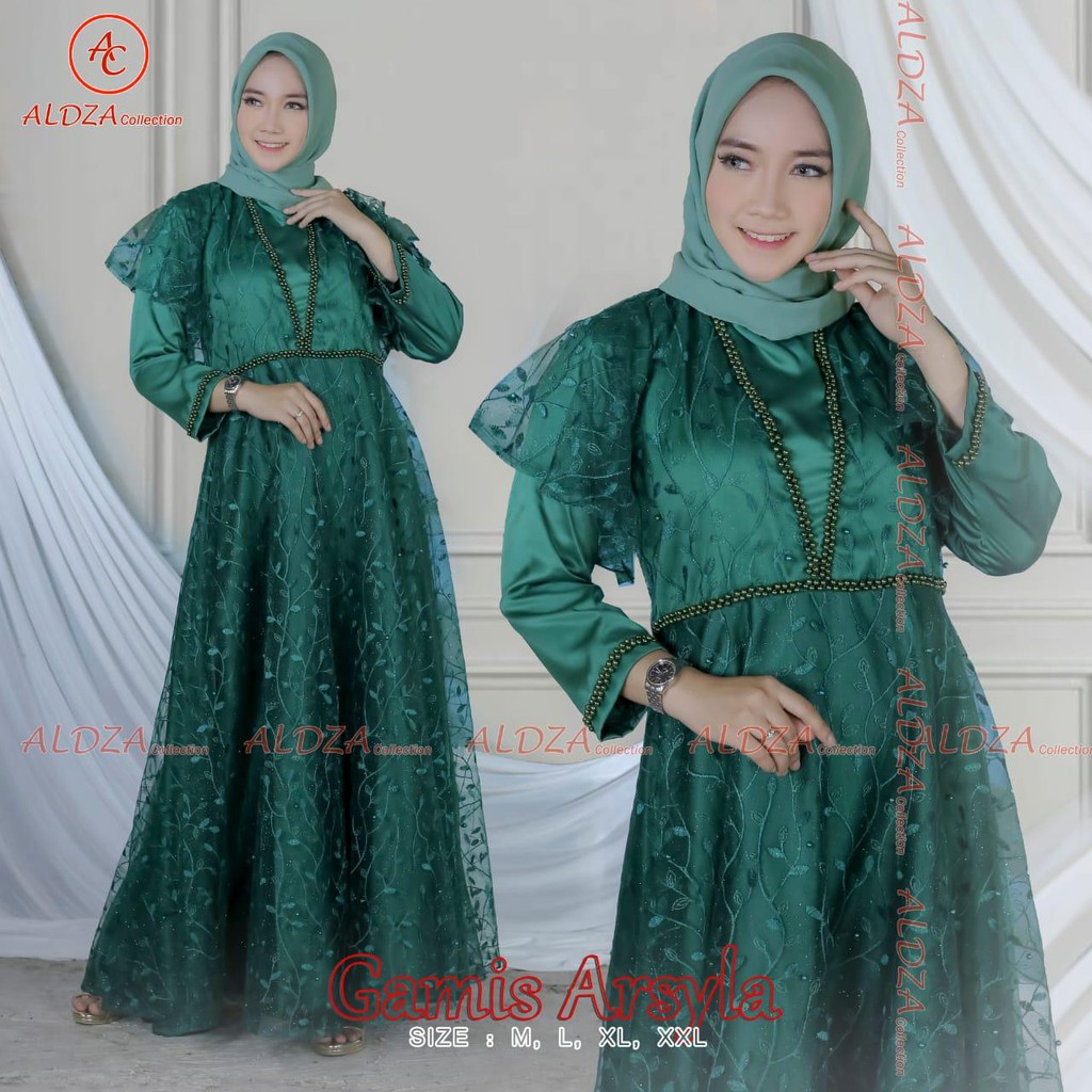 GAMIS TULLE BORDIR MUTIARA &amp; PAYET ARSLYLA