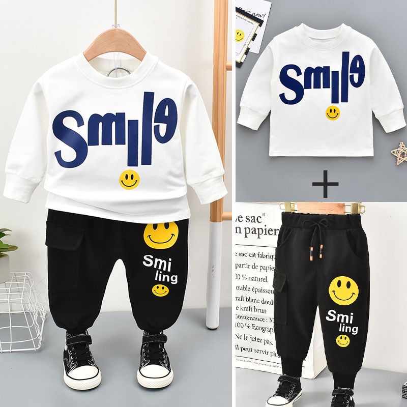 HappyOliver PASSWORD SMILE BOY Setelan Sweater 1 - 7 Tahun Baju Anak BerKualitas