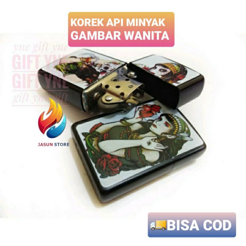 Korek Api Minyak Zippo Motif Wanita Murah BISA COD