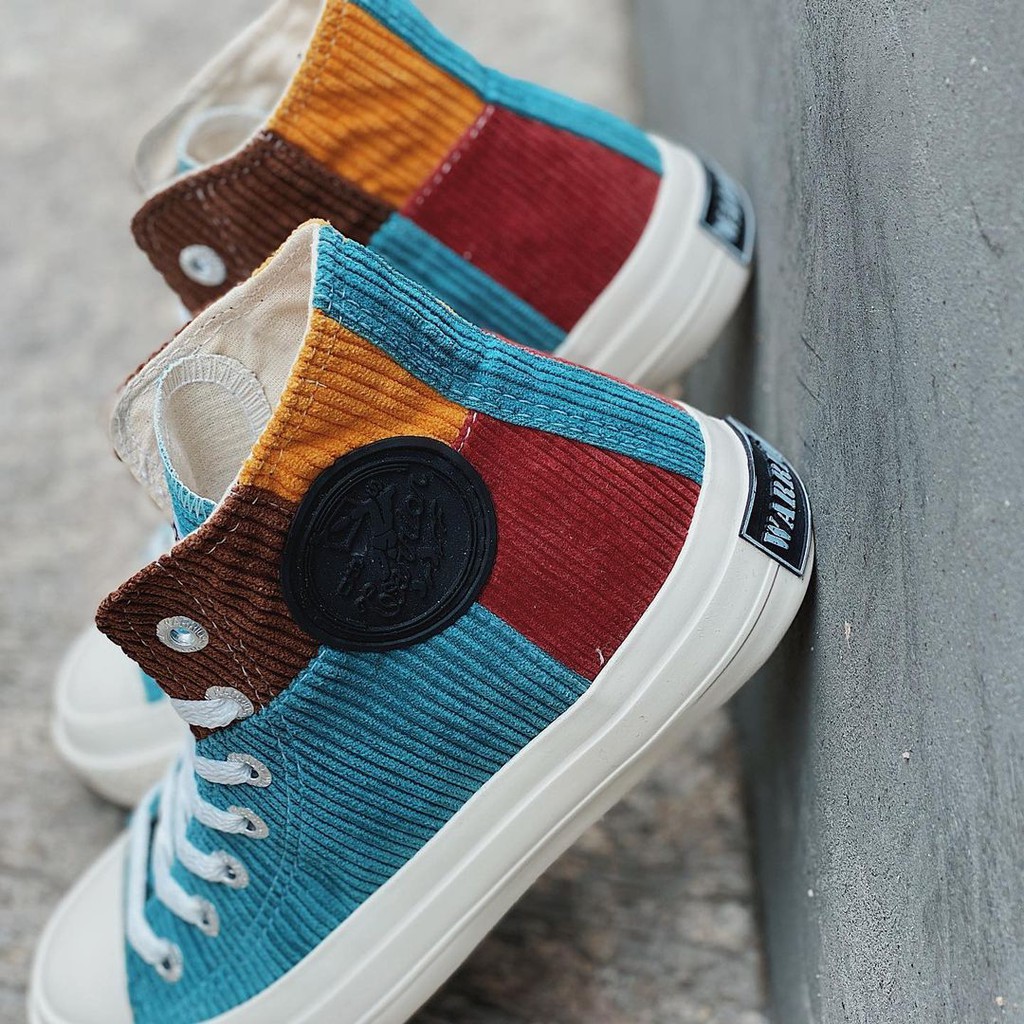 SEPATU WARRIOR RAINBOW CORDUROY| BLACK / GREY / TOSCA |