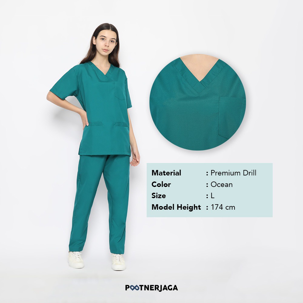 [PREMIUM DRILL] Scrub/ Baju Jaga/ Baju OK/ Scrub Dokter/ Tenaga Medis