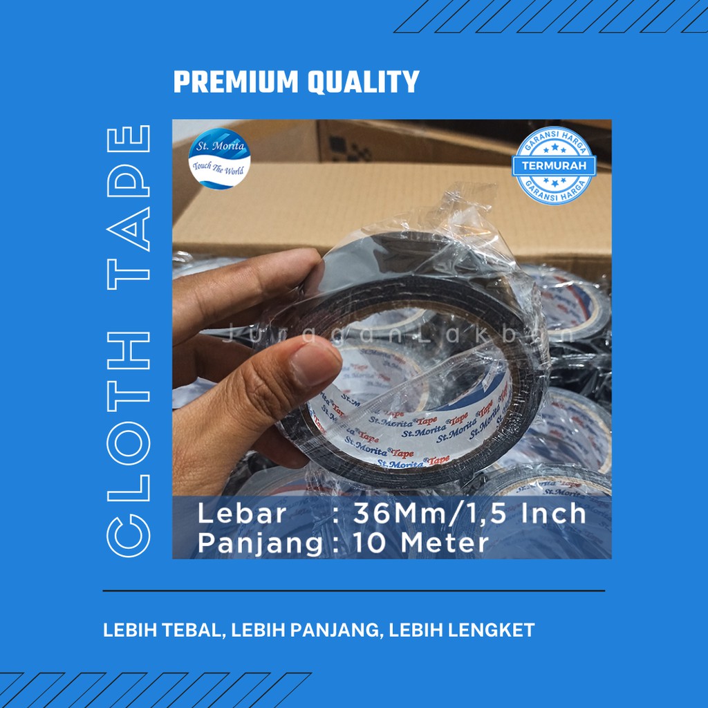 

Lakban kain hitam 36mmx10meter Premium (1,5 inch)