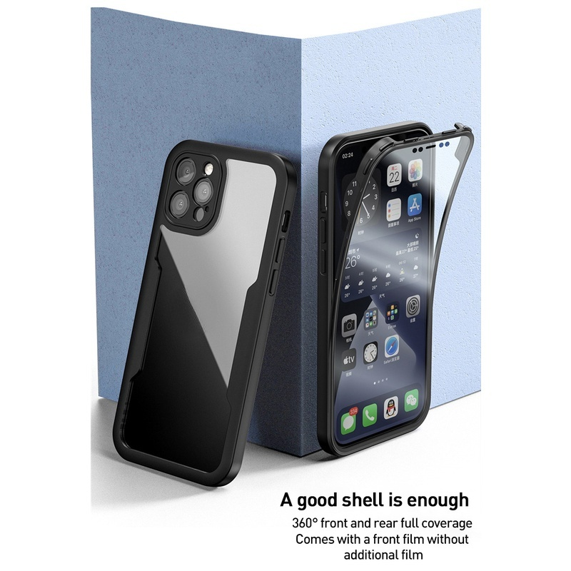 Casing iphone 14 Pro Max 13 Pro Max 11 12 Pro Max 12MiNi XS Max XR X 7 8 Plus Se 2020 Full Body 360 Derajat Shockproof