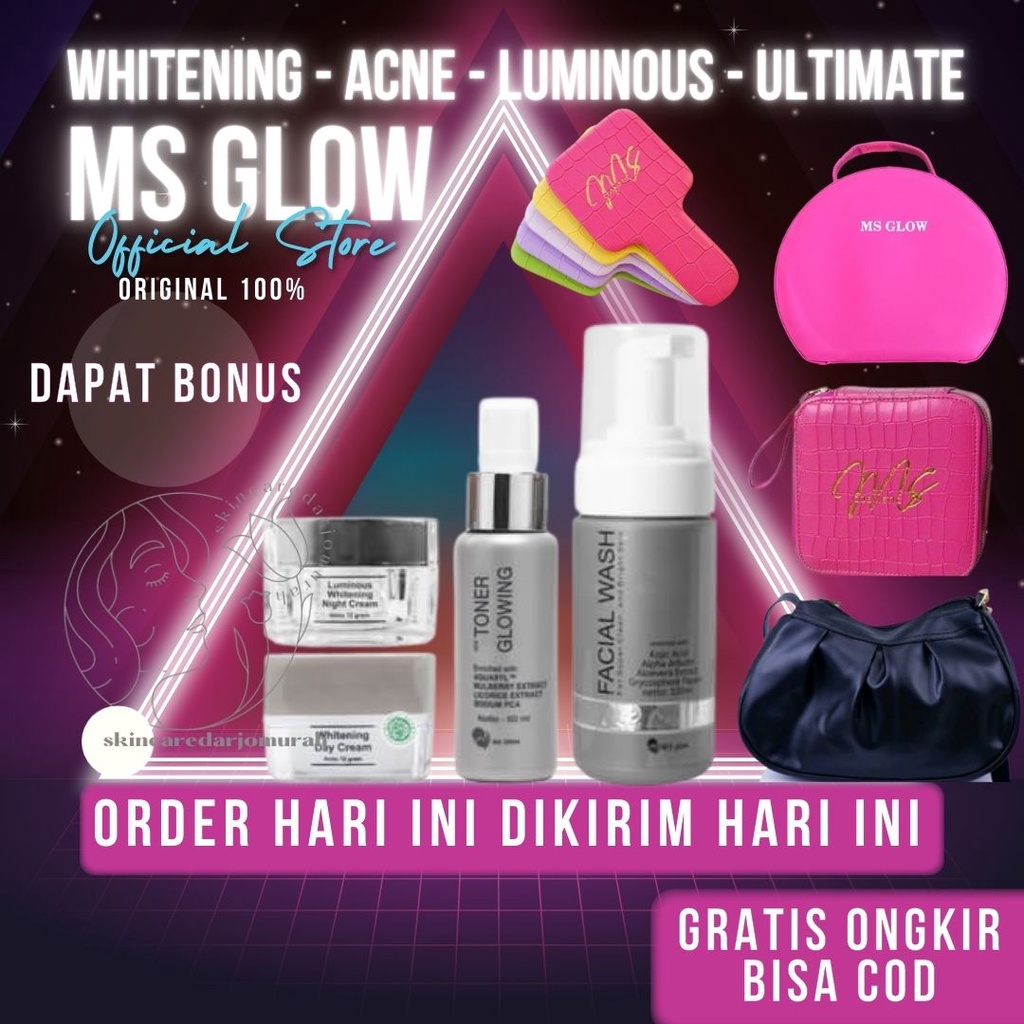 LIVE [ori bisa scan] msglow paket wajah ms glow luminous acne ultimate whitening ma glow maglow original 100% jerawat acne flek hitam membandel  msglowori msglowbeauty