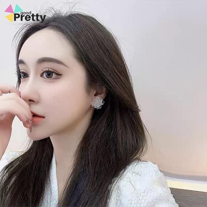 Anting Bunga Resin Tiga Dimensi Transparan yang Menyegarkan Stud Telinga Manis Wanita - PD