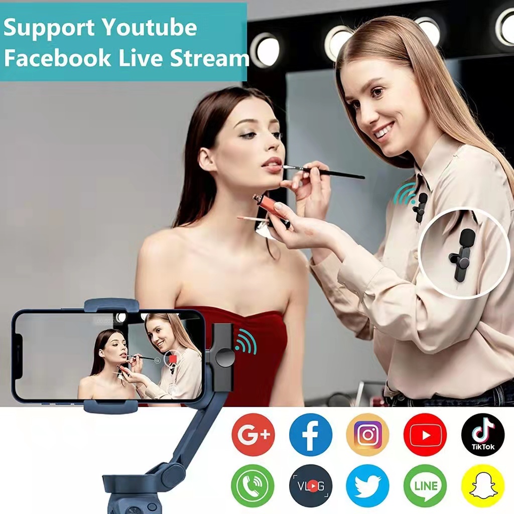 Mic Wireless HP Vlog Youtuber Portable Mic for Iphone and Android Smartphone Condenser