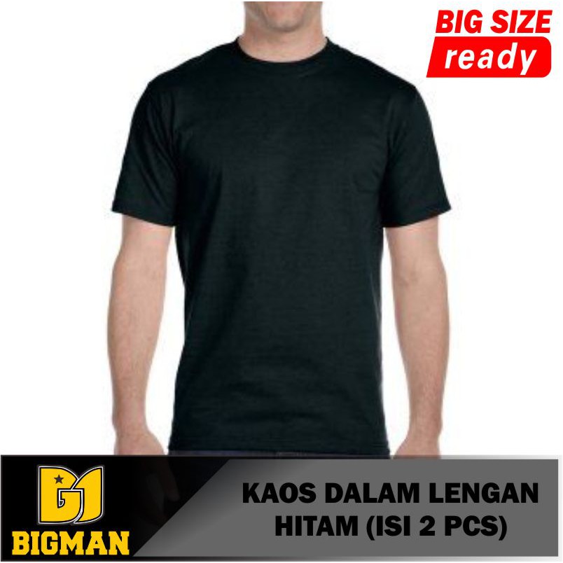 BIGSIZE - KAOS DALAM PRIA LENGAN HITAM JUMBO UKURAN BESAR BIG