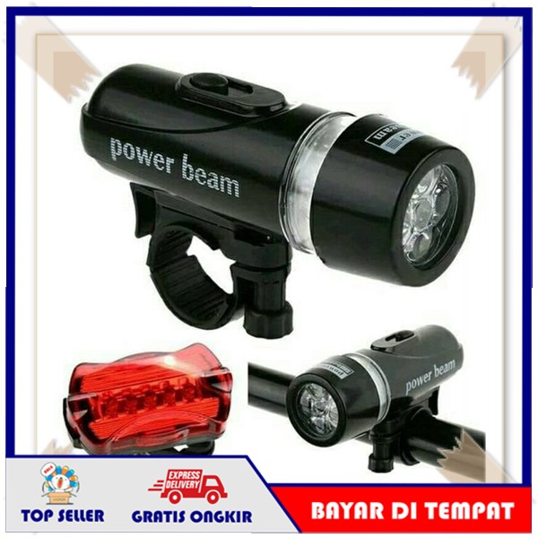 Paket Lampu Senter Sepeda Depan Belakang 1 Set Taffled Bracket Lampu Sepedah COD LED tanpa USB Murah