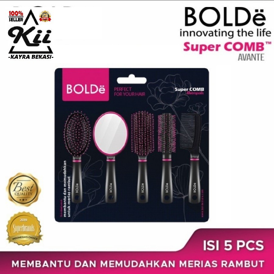 BOLDe Super Comb Avante Set 5pcs - Sisir Set Plus Cermin