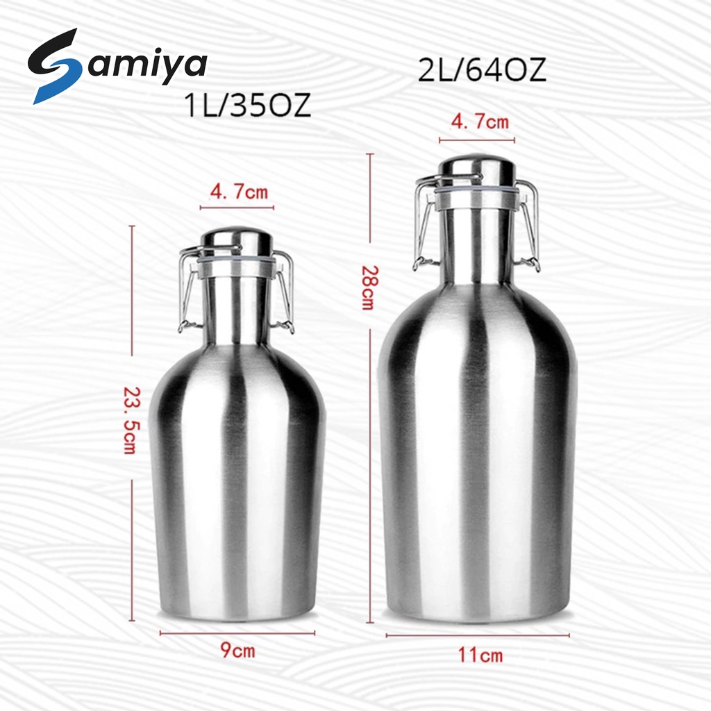 beer growler stainless steel double wall / botol tempat minum barrel penyimpan fermentasi / nitro coffee cold brew bottle airtight seal homebrew