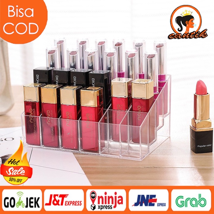 Rak Lipstik 24 slot/Tempat Penyimpanan Lipstick/Make Up Organizer/Rak Kosmetik Lipstik Acrylic 24slot