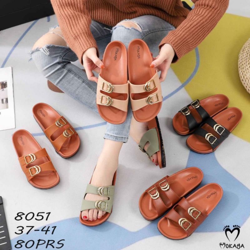 SANDAL JELLY MERK MOKAYA 8051 / SANDAL SELOP WANITA DOUBLE GESPER
