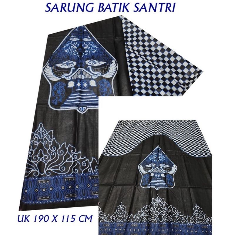 Sarung Batik Santri Santriwati - Sarung Goyor Gunungan Wayang Biru