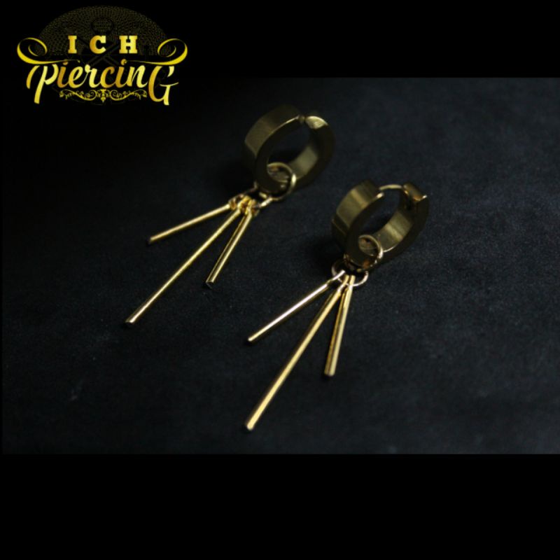 [ PREMIUM ] ANTING RUMBAY GOLD MODEL BATANG 3 / ANTING BTS KOREA / ANTING TINDIK DAN JEPIT KPOP