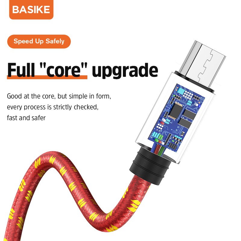 Kabel Data Fast Charging BASIKE Micro USB Cable Android Tangle-free Charger Xiaomi Samsung Vivo OPPO Mobile Cables Converters-6