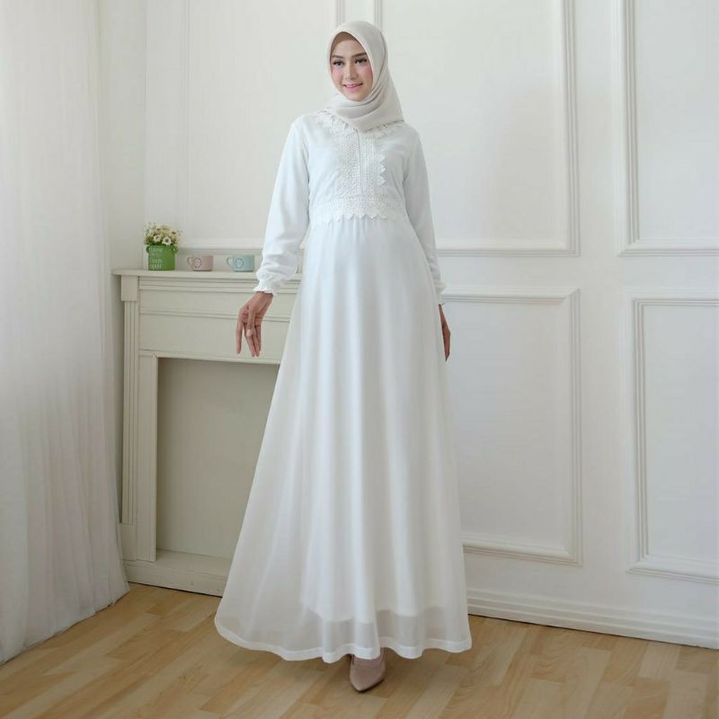 GAMIS EMILEA WHITE ORIGINAL BRUKAT RENDA