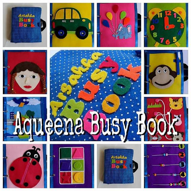 BUSY BOOK | QUIET BOOK | Buku Kain Flanel isi 10 Aktifitas Anak Balita | Aqueena Busy Book